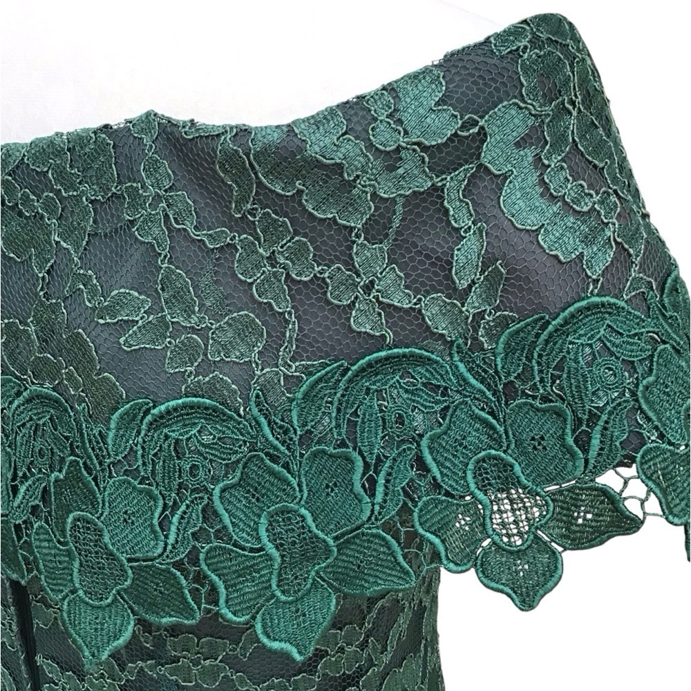 Chalet By Bari Protas Vintage Green Lace Dress Size 5/6 - Picture 15 of 16
